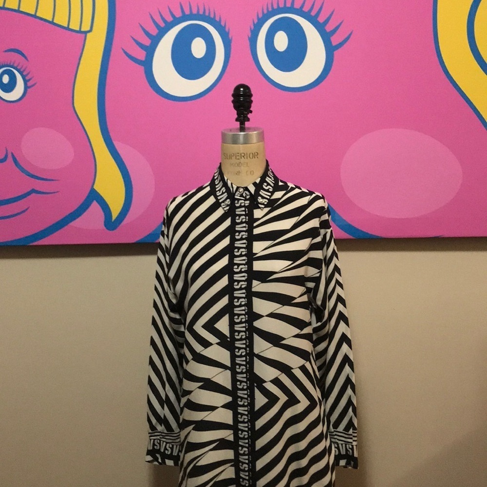 Versus Versace Black White Zebra Blouse